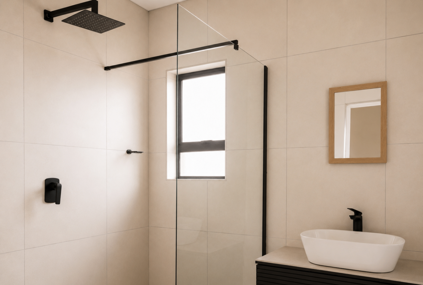 En-suite bathroom with walk-in rain shower